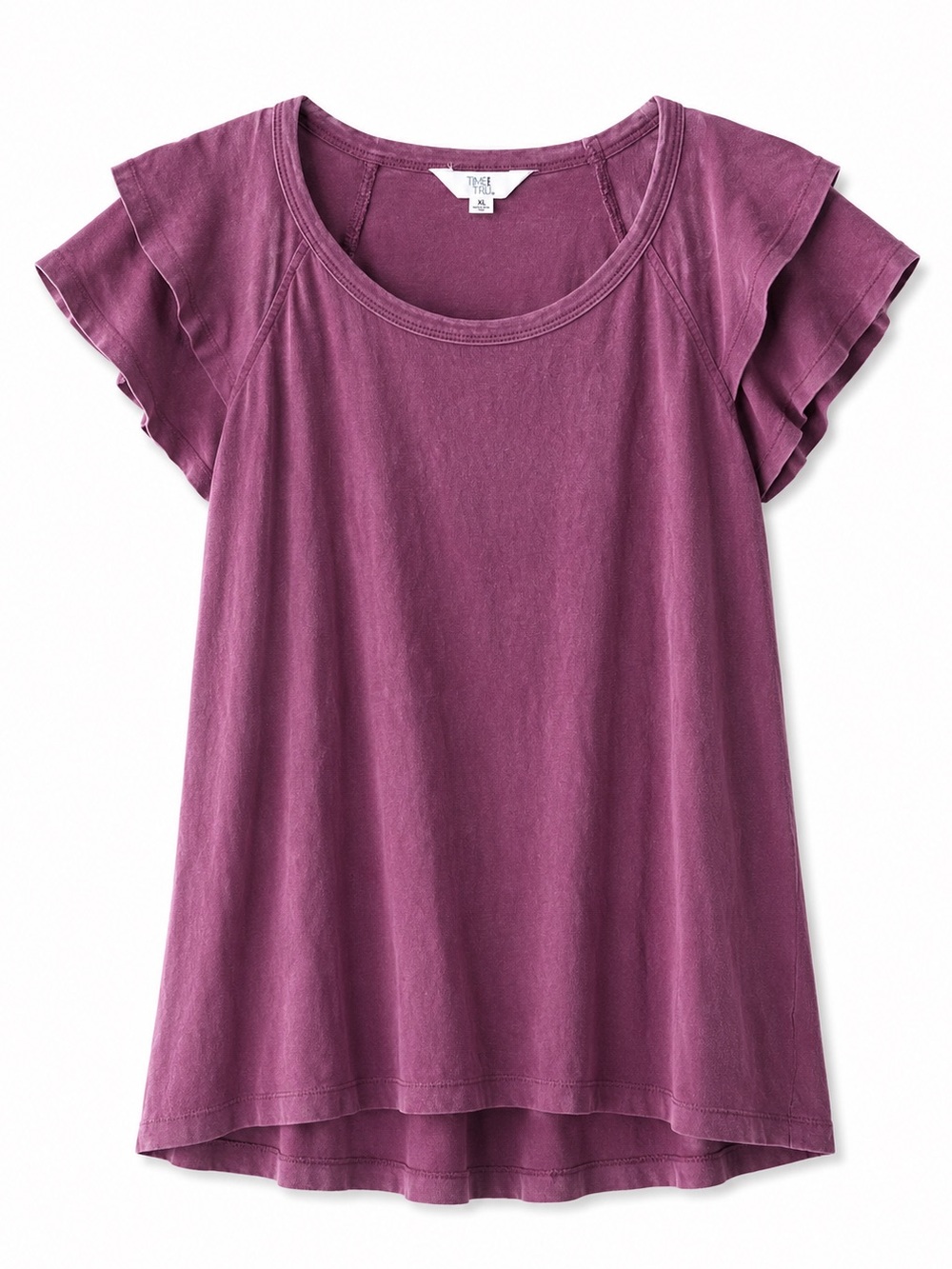 Time and Tru Purple Flutter Sleeve Top Modal Cotton Size M